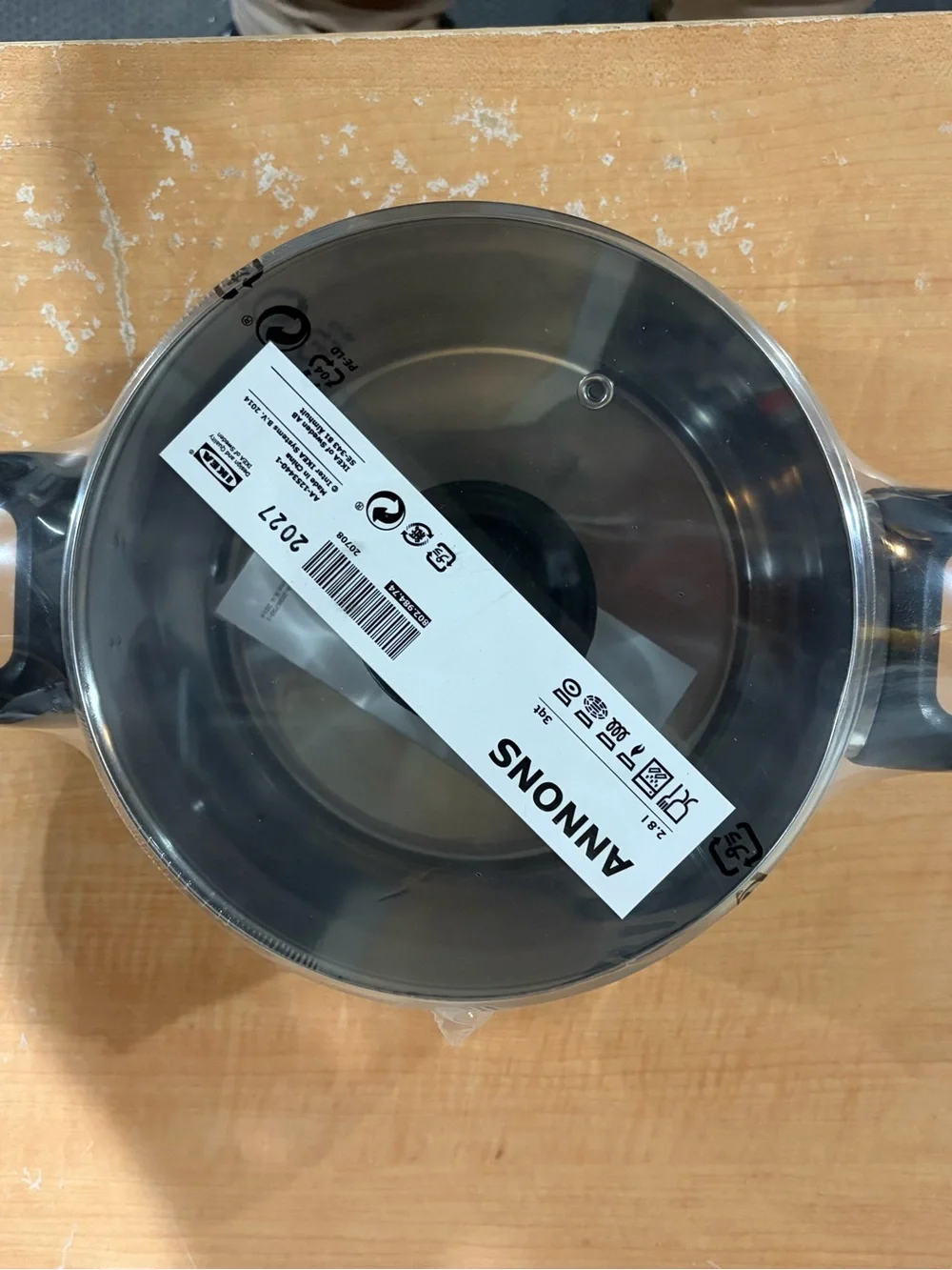 IKEA ANTONS Clear Glass Lid with Black Knob
